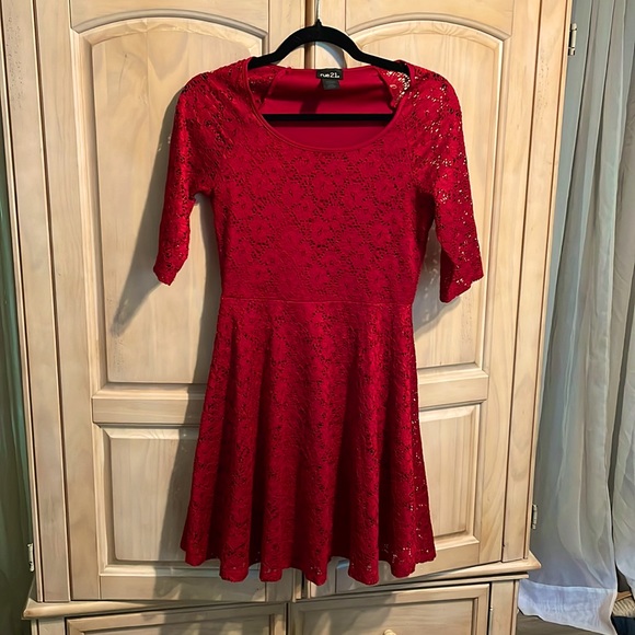 Junior/Ladies Small, Red Lace, A-line Dress. - Picture 1 of 3
